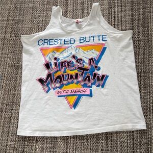 America Vintage Crested Butte "Life's a Mountain" White Graphic Tank